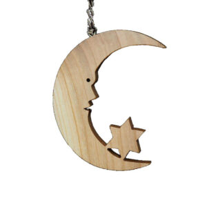 Wooden moon with a star from cherry wood| Decorations| choralis.art